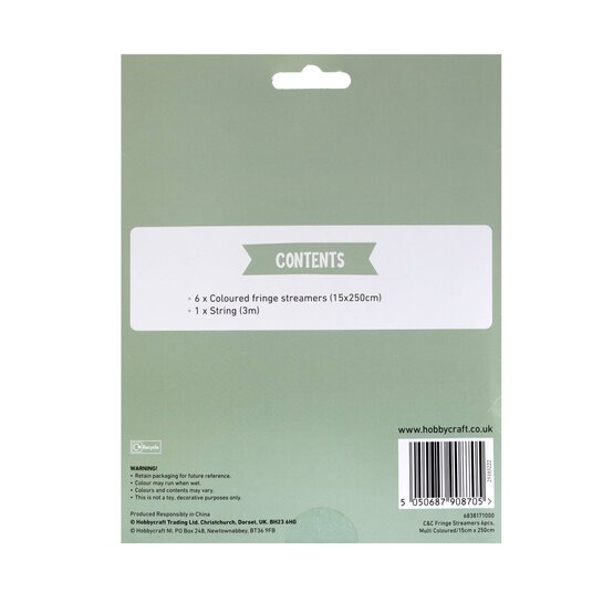 Create & Celebrate Fringe Streamers 2.5m 6 Pack image number 4