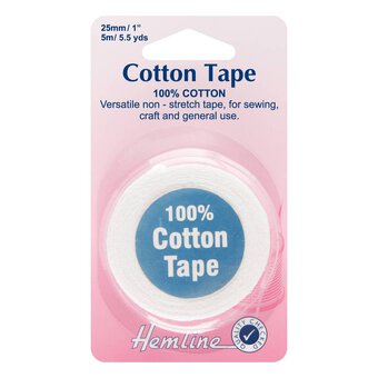 Hemline White Cotton Tape 25mm x 5m