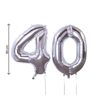 Extra Large Silver Foil 40 Balloon Bundle image number 4