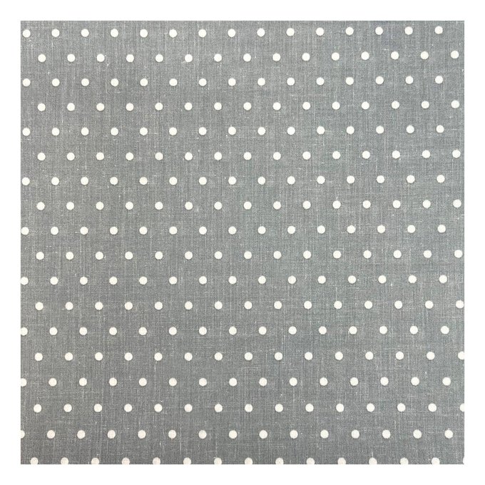 Silver Grey Simple Polka Polycotton Fabric by the Metre image number 2