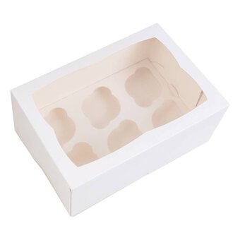 White Cupcake Tray Box 6 Wells