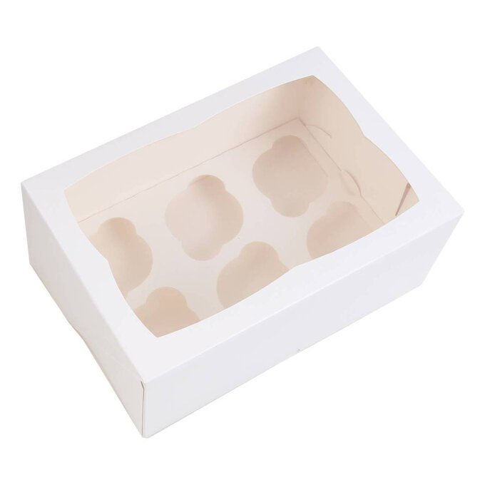 White Cupcake Tray Box 6 Wells image number 1