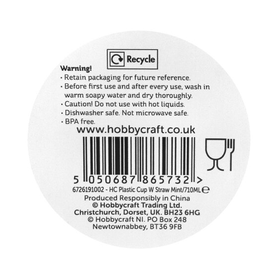 Mint Plastic Cup with Straw image number 5