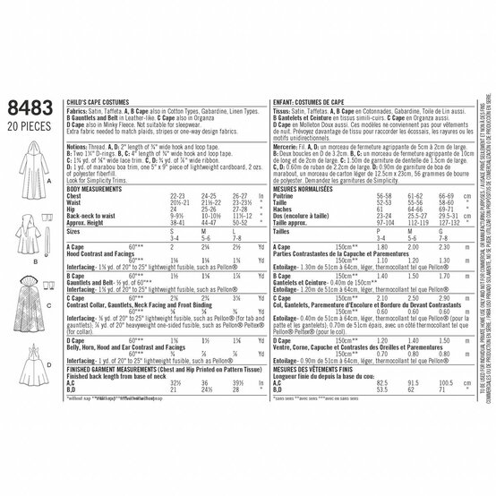 Simplicity Child&rsquo;s Cape Costumes Sewing Pattern 8483 image number 3