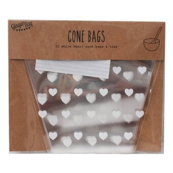 Ginger Ray White Heart Cone Bags 10 Pack