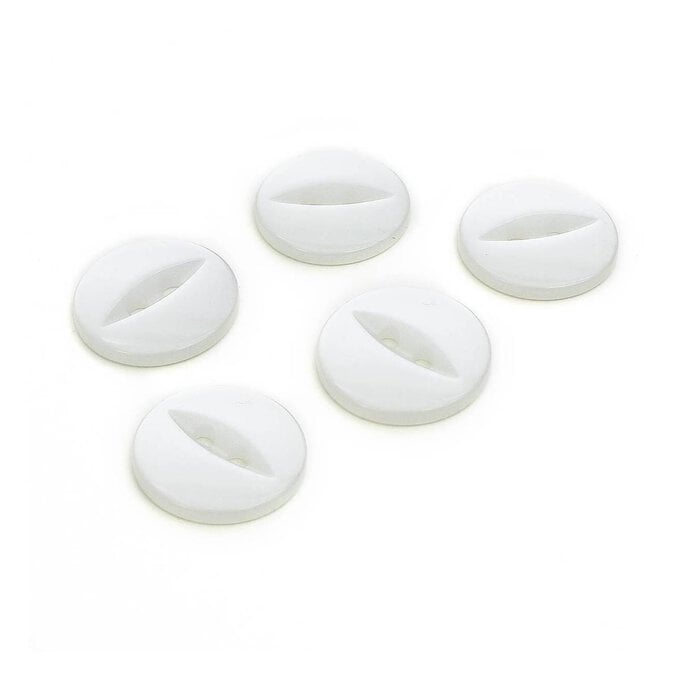 Hemline White Basic Fish Eye Button 5 Pack