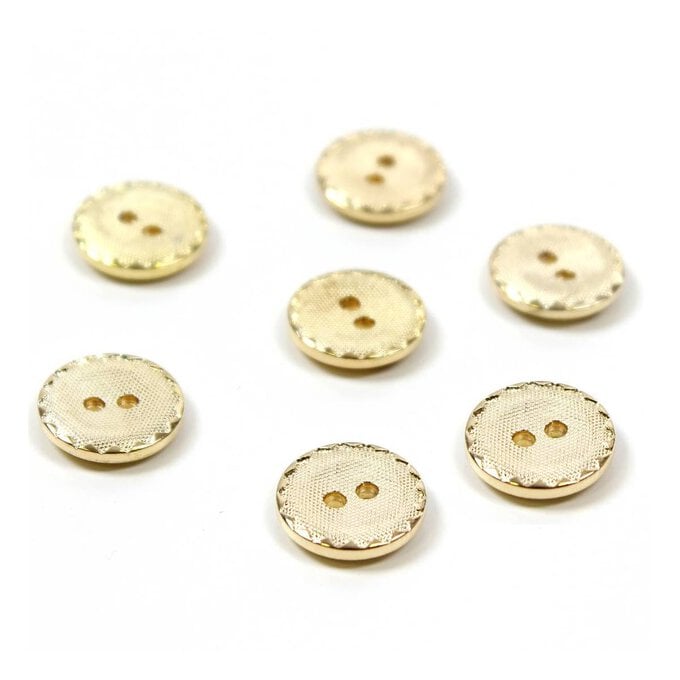 Hemline Gold Metal Patterned Button 7 Pack