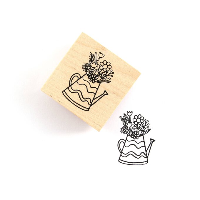 Watering Can Wooden Stamp 5cm x 5cm image number 1