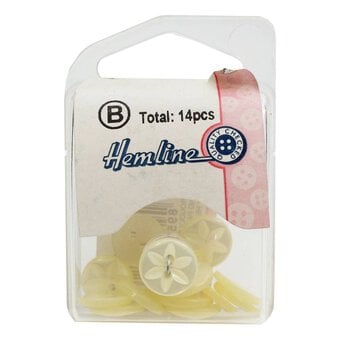 Hemline Cream Basic Star Button 14 Pack