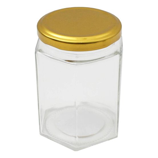 Clear Hexagonal Glass Jar 280ml image number 1