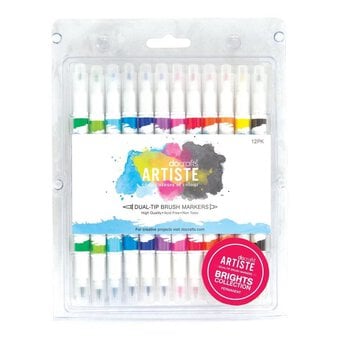 Bright Dual Tip Brush Markers 12 Pack