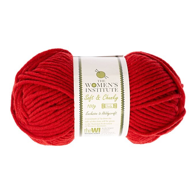 Women’s Institute Dark Red Soft and Chunky Yarn 100g image number 1