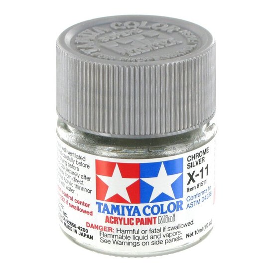 Tamiya Chrome Silver Versatile Colour Mini Acrylic Paint X-11 : 10Ml
