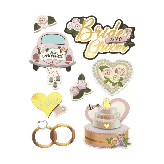 Just Married Card Toppers 8 Pack  image number 1