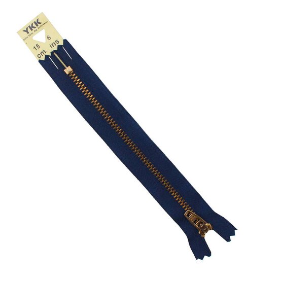 YKK Dark Blue Brass Jeans Zip 15cm image number 2