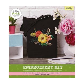 Black Embroidery Tote Bag Kit