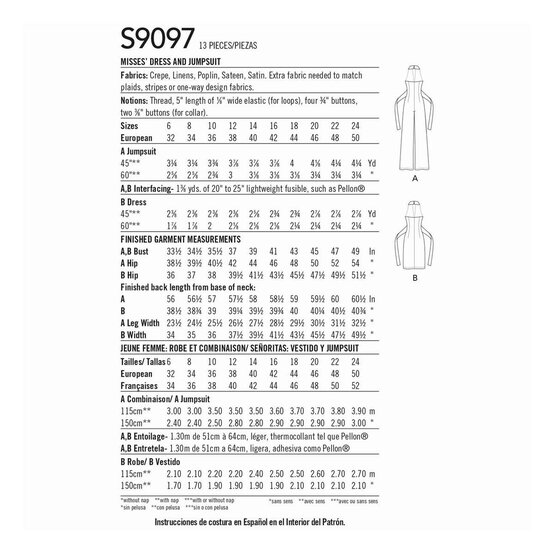 Simplicity Dress and Jumpsuit Sewing Pattern S9097 (6-14) image number 2