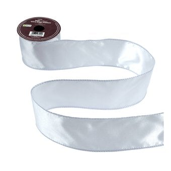 Light Silver Wire Edge Satin Ribbon 63mm x 3m image number 2