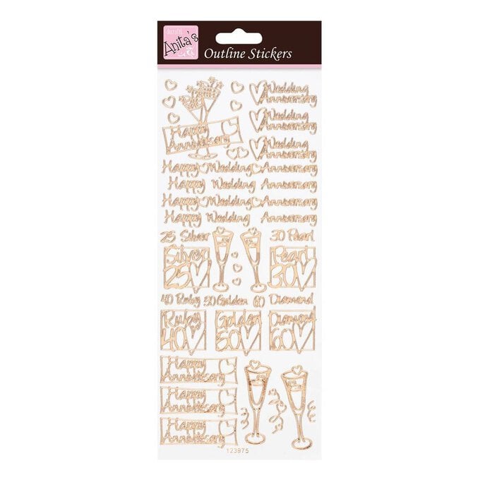 Anita's Rose Gold Wedding Anniversary Outline Stickers image number 1