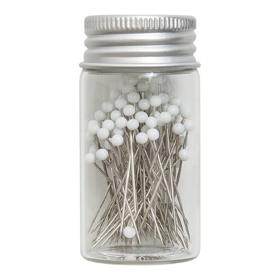 Blue Woodblock Floral Glass Head Pins 95 Pack image number 3