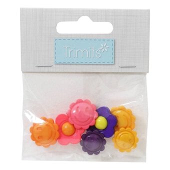 Trimits Smiley Flower Craft Buttons 7 Pieces