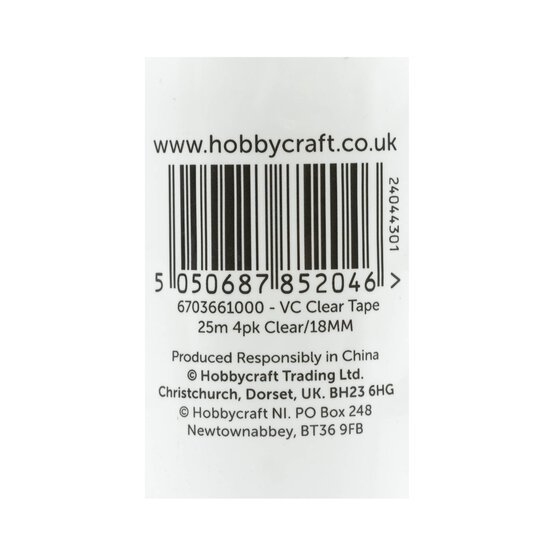 Valuecrafts Clear Tape 18mm x 25m 4 Pack image number 4