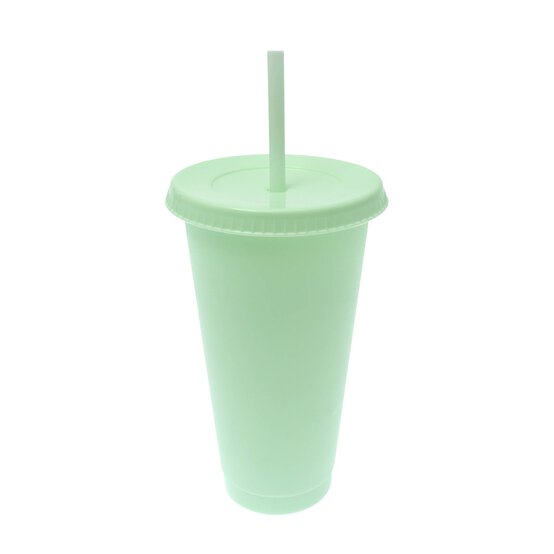 Mint Plastic Cup with Straw image number 1