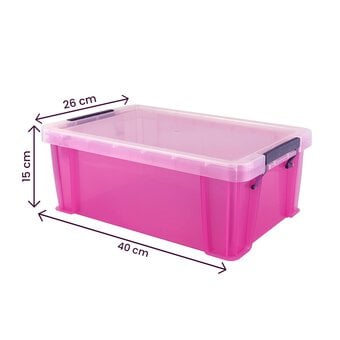 Whitefurze Allstore 10 Litre Transparent Pink Storage Box  image number 4