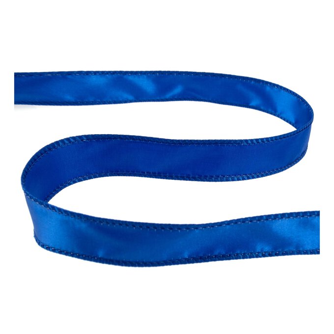 Royal Blue Wire Edge Satin Ribbon 25mm x 3m image number 1