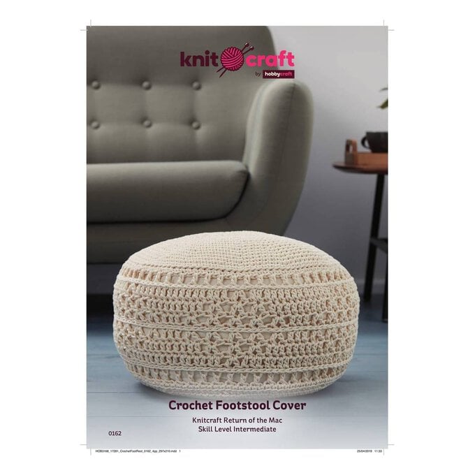 Knitcraft Crochet Footstool Cover Digital Pattern 0162 image number 1