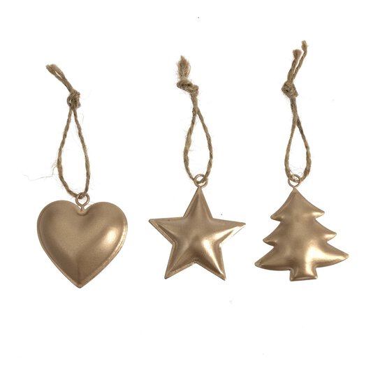 Gold Hanging Christmas Decorations 9 Pack image number 2