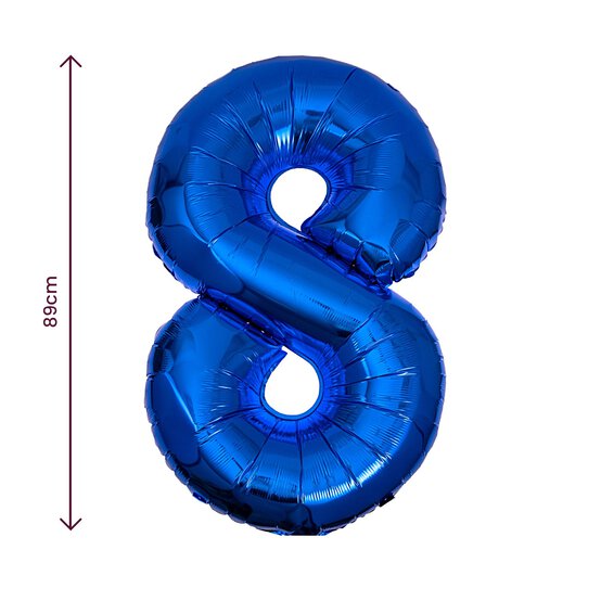 Extra Large Blue Foil Number 8 Balloon image number 2