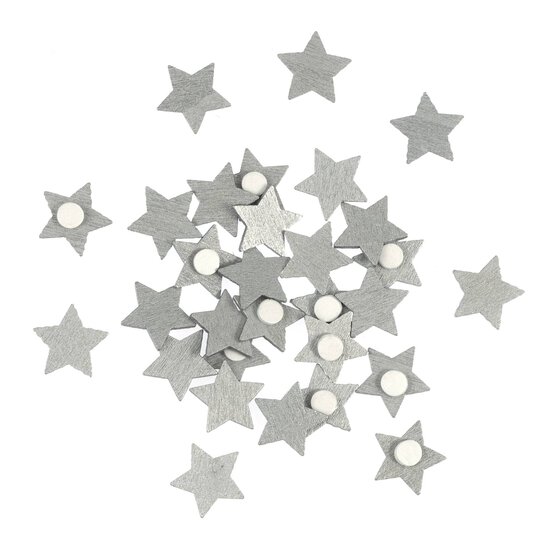 Silver Wooden Star Embellishments 30 Pack image number 1