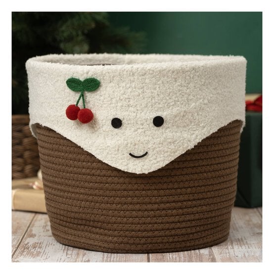 Smiley Christmas Pudding Basket 30cm image number 1