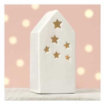 Ceramic Star House Tealight Holder 17cm