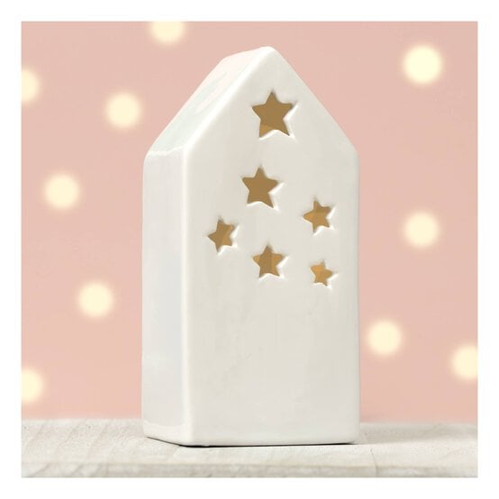 Ceramic Star House Tealight Holder 17cm image number 1