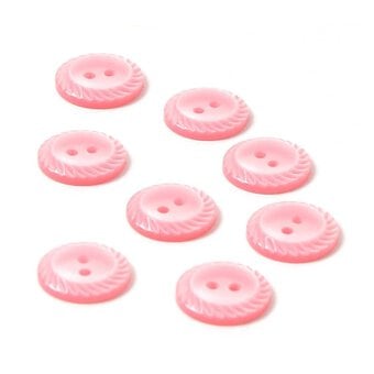 Hemline Pink Basic Cut Edge Button 8 Pack
