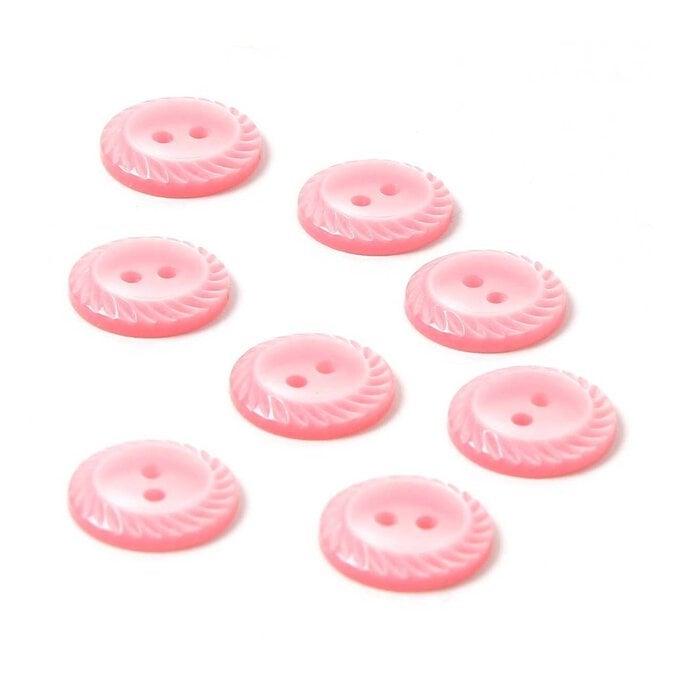 Hemline Pink Basic Cut Edge Button 8 Pack image number 1