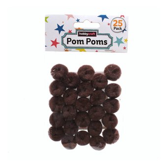 Dark Brown Pom Poms 2cm 25 Pack image number 2