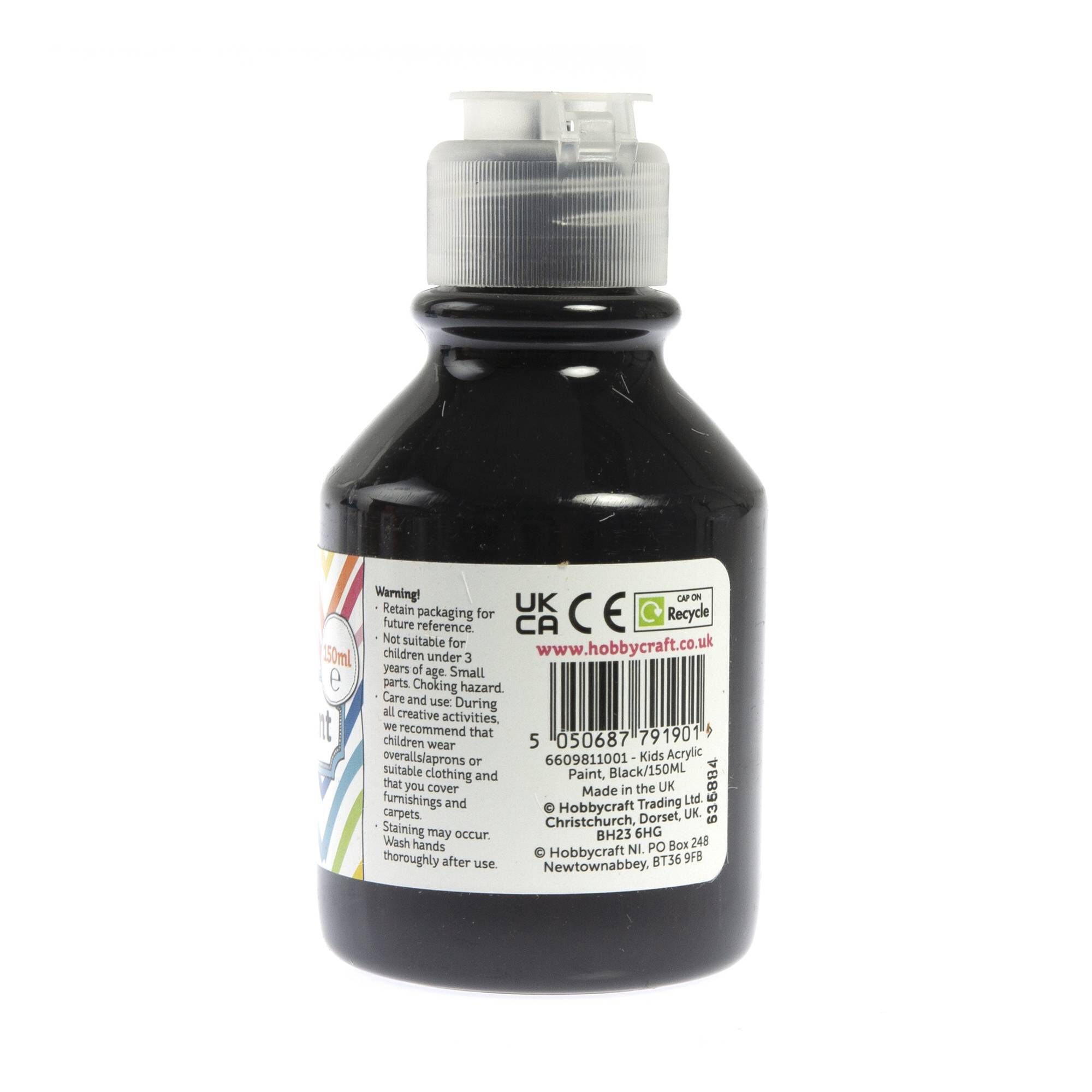 Kids’ Black Acrylic Paint 150ml Hobbycraft