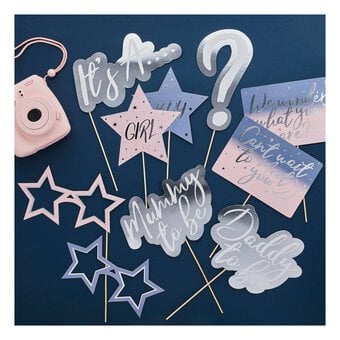Pink and Blue Baby Shower Photo Booth Props 10 Pack