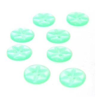 Hemline Light Green Basic Star Button 8 Pack