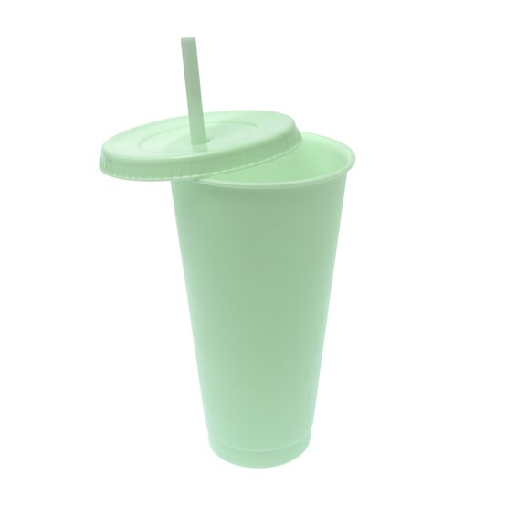 Mint Plastic Cup with Straw image number 3