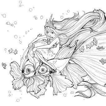 FREE Download- Manga Mermaid Colouring Page