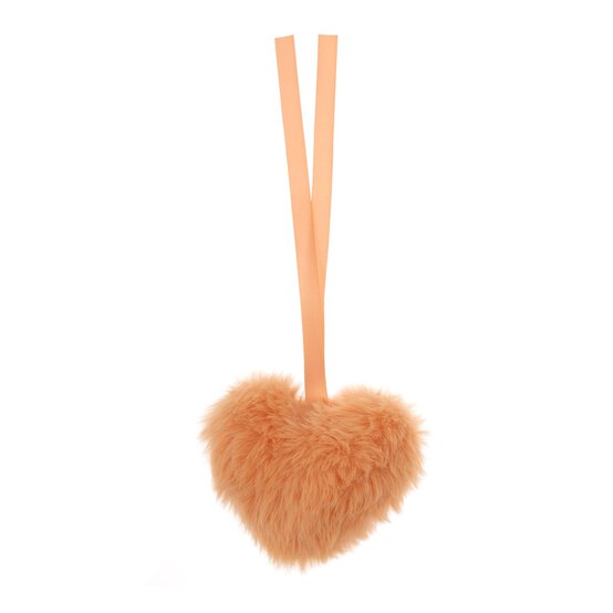 Peach Faux Fur Heart Pom 9cm  image number 3