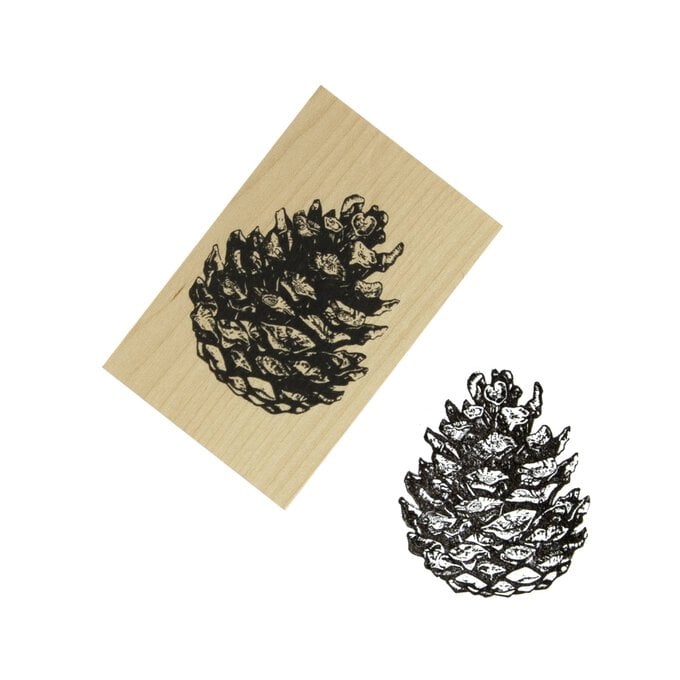 Pinecone Wooden Stamp 5cm x 7.6cm image number 1