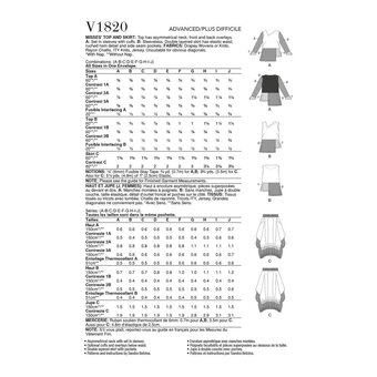 Vogue Women's Top and Skirt  Sewing Pattern V1820 (All Sizes)
