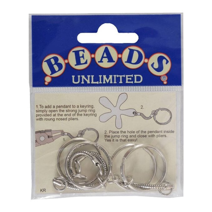 Beads Unlimited Silver Plated Keyrings 4 Pack