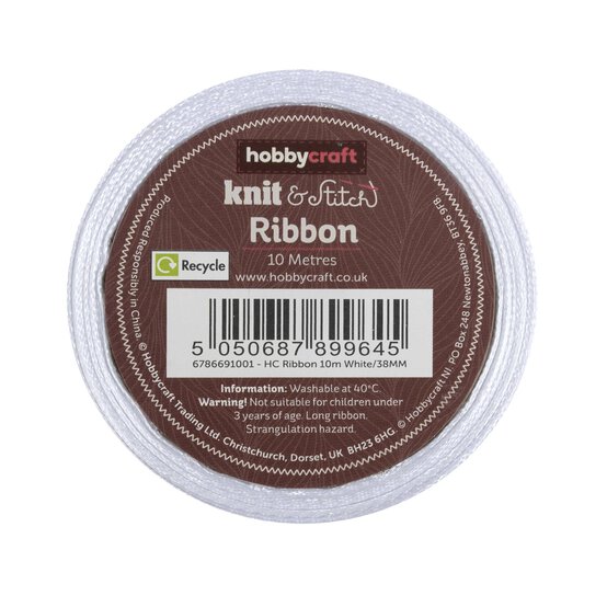 White Satin Ribbon 38mm x 10m image number 2
