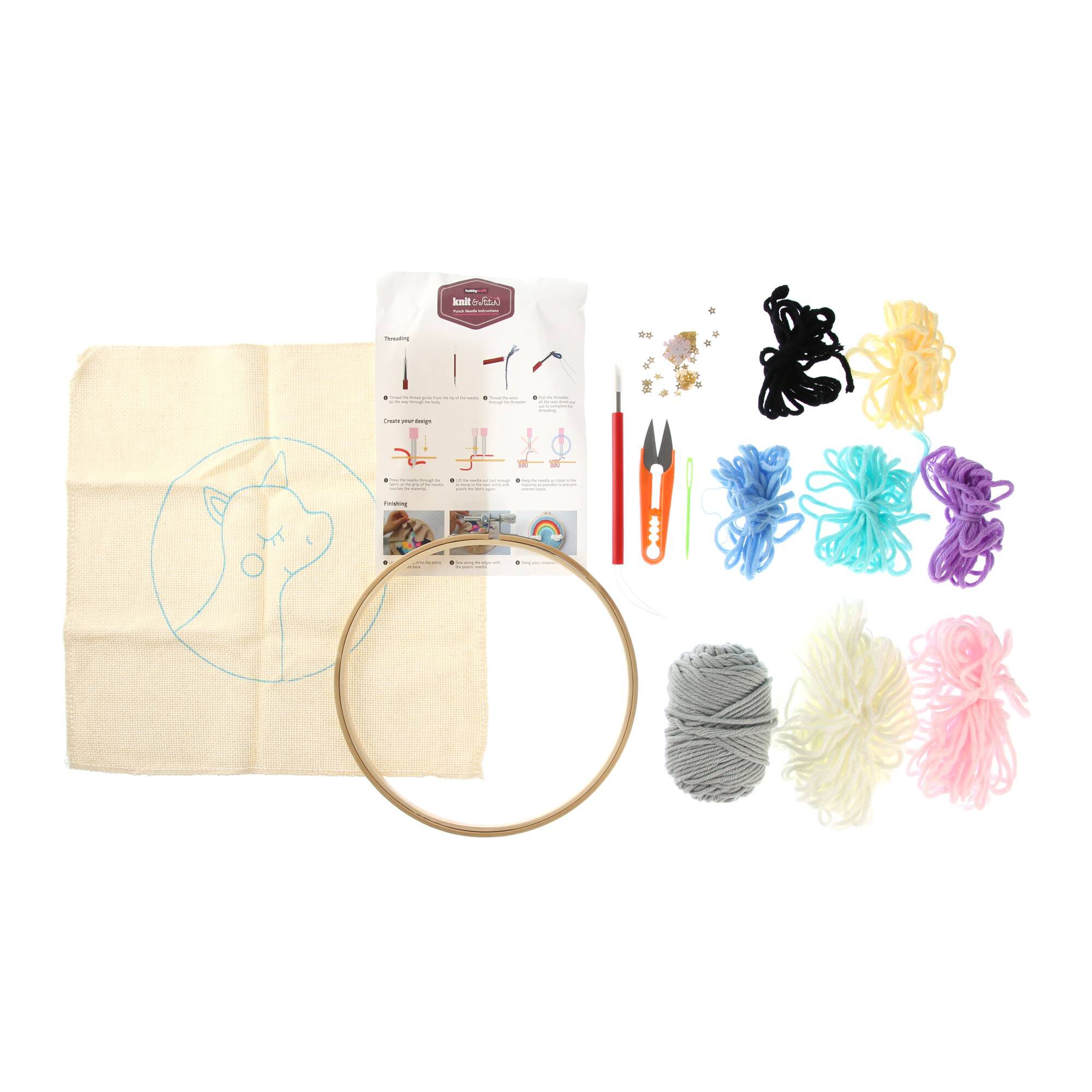 Unicorn Embroidery Punch Needle Hoop Kit 20cm | Hobbycraft